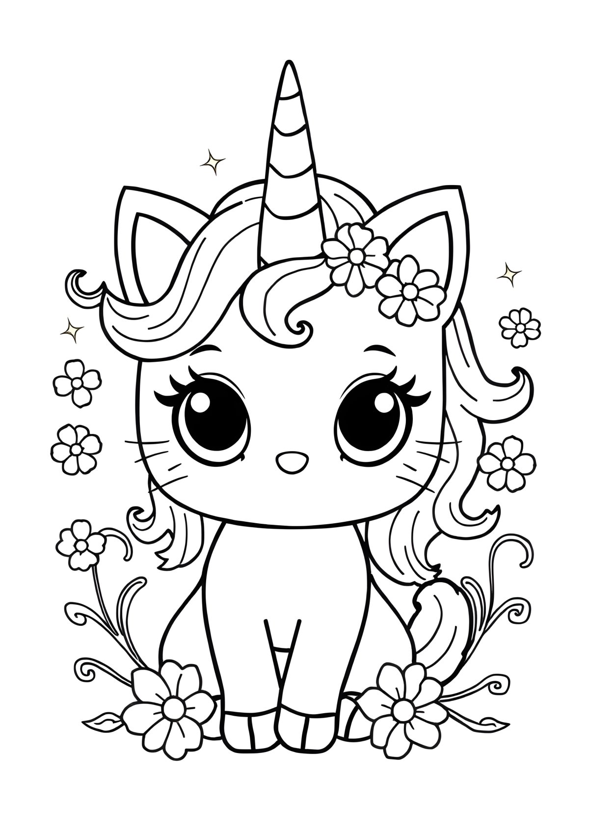Printable Kitty Unicorn Coloring Page coloring page for kids