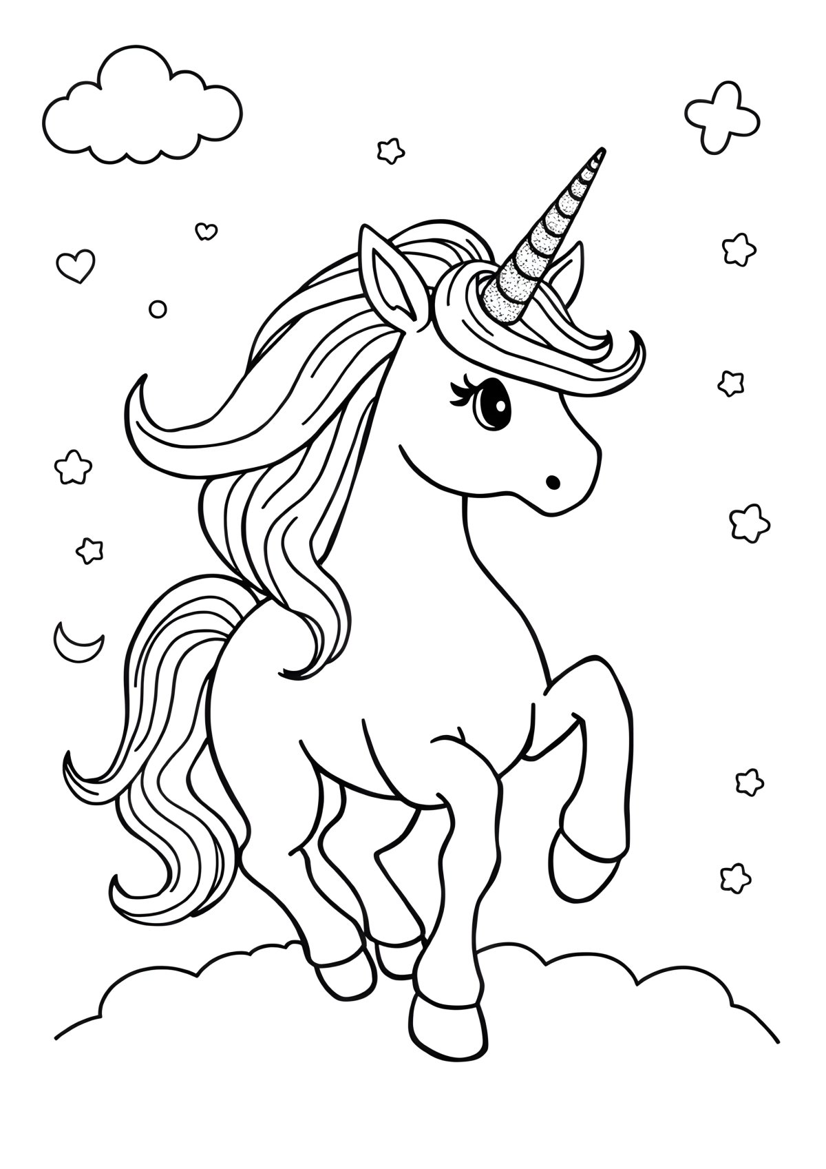 Rainbow Unicorn Hard Beautiful Unicorn Unicorn Coloring Page coloring page for kids