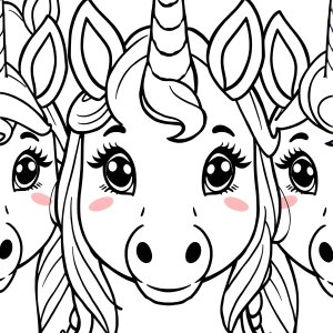 Unicorn Faces Coloring Page coloring page for kids