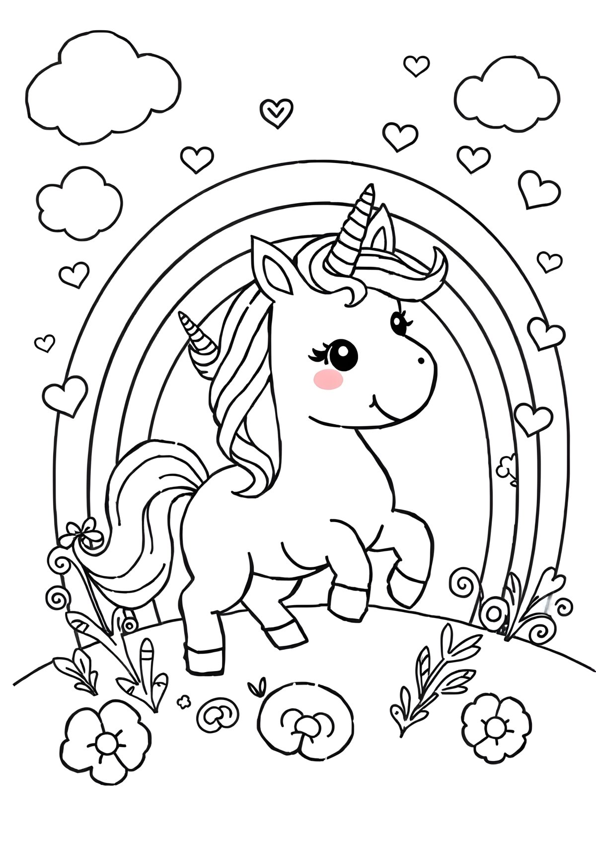 Colouring Colouring Rainbow Cute Unicorn Coloring Page coloring page for kids
