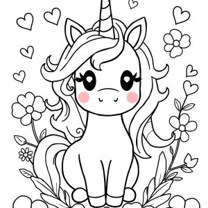 Easy Kawaii Easy Unicorn Coloring Page coloring page for kids