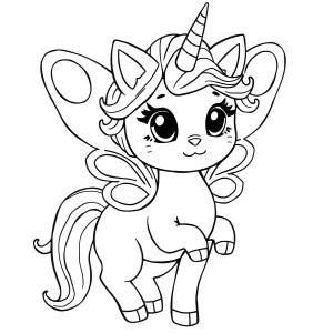 Printable Rainbow Butterfly Unicorn Kitty Coloring Page coloring page for kids
