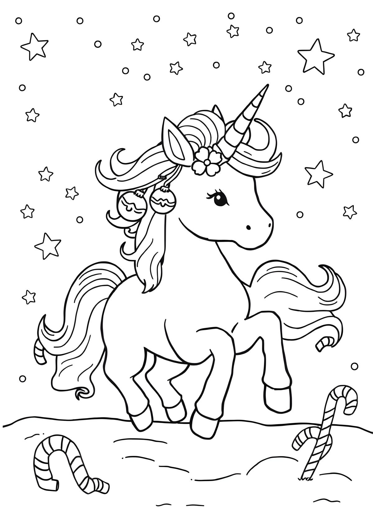 Christmas Unicorn Coloring Page For Kids coloring page for kids