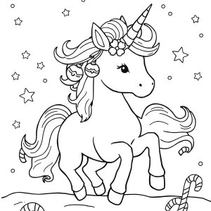 Christmas Unicorn Coloring Page For Kids coloring page for kids