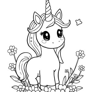 Colouring Cute Kawaii Unicorn Coloring Page coloring page for kids