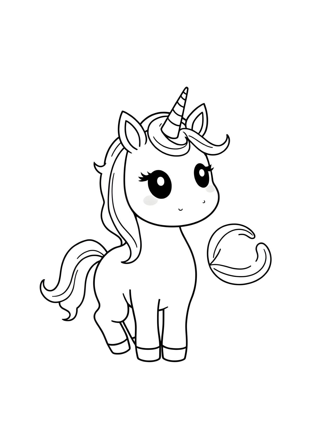 Easy Kawaii Kawaii Printable Unicorn Coloring Page coloring page for kids