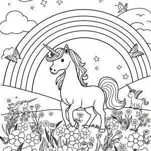 Rainbows And Unicorns Coloring Page coloring page for kids
