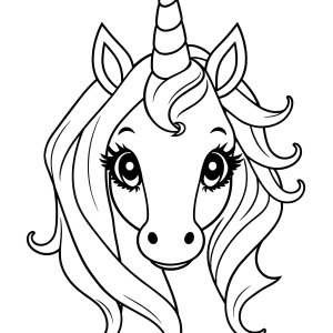 Unicorn Head Coloring Page Free coloring page for kids
