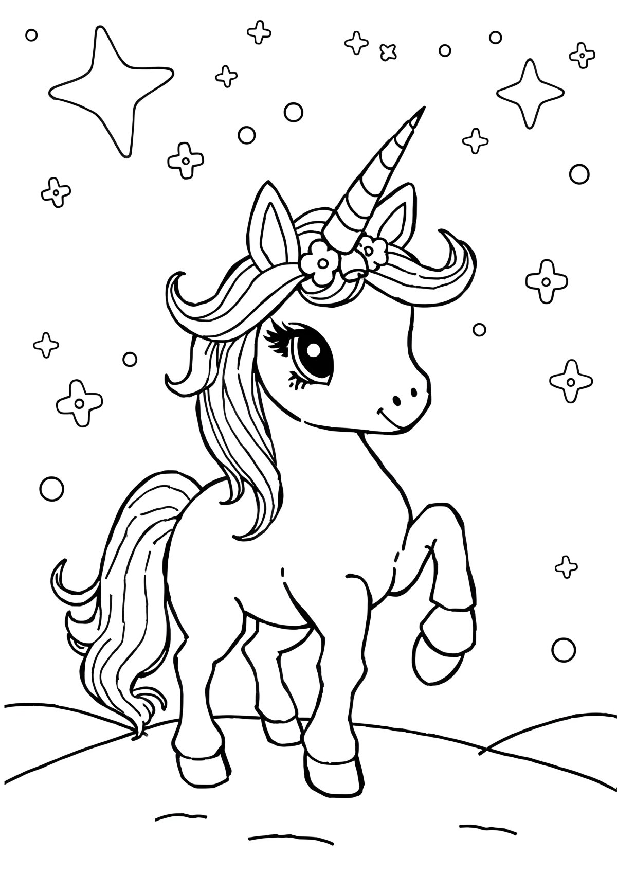 Christmas Unicorn Coloring Page Printable coloring page for kids