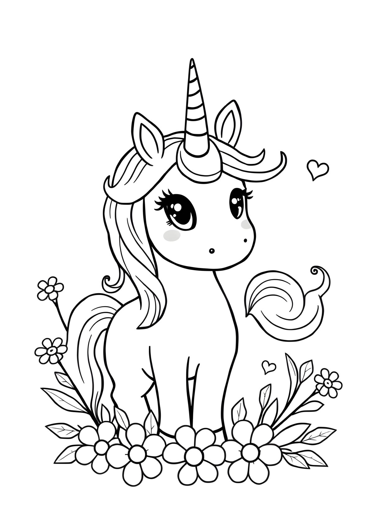 Easy Super Cute Easy Unicorn Coloring Page For Kids coloring page for kids