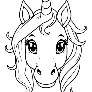 Unicorn Head Colouring Page coloring page for kids