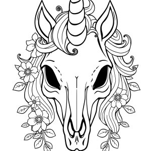 Unicorn Skull Coloring Page coloring page for kids