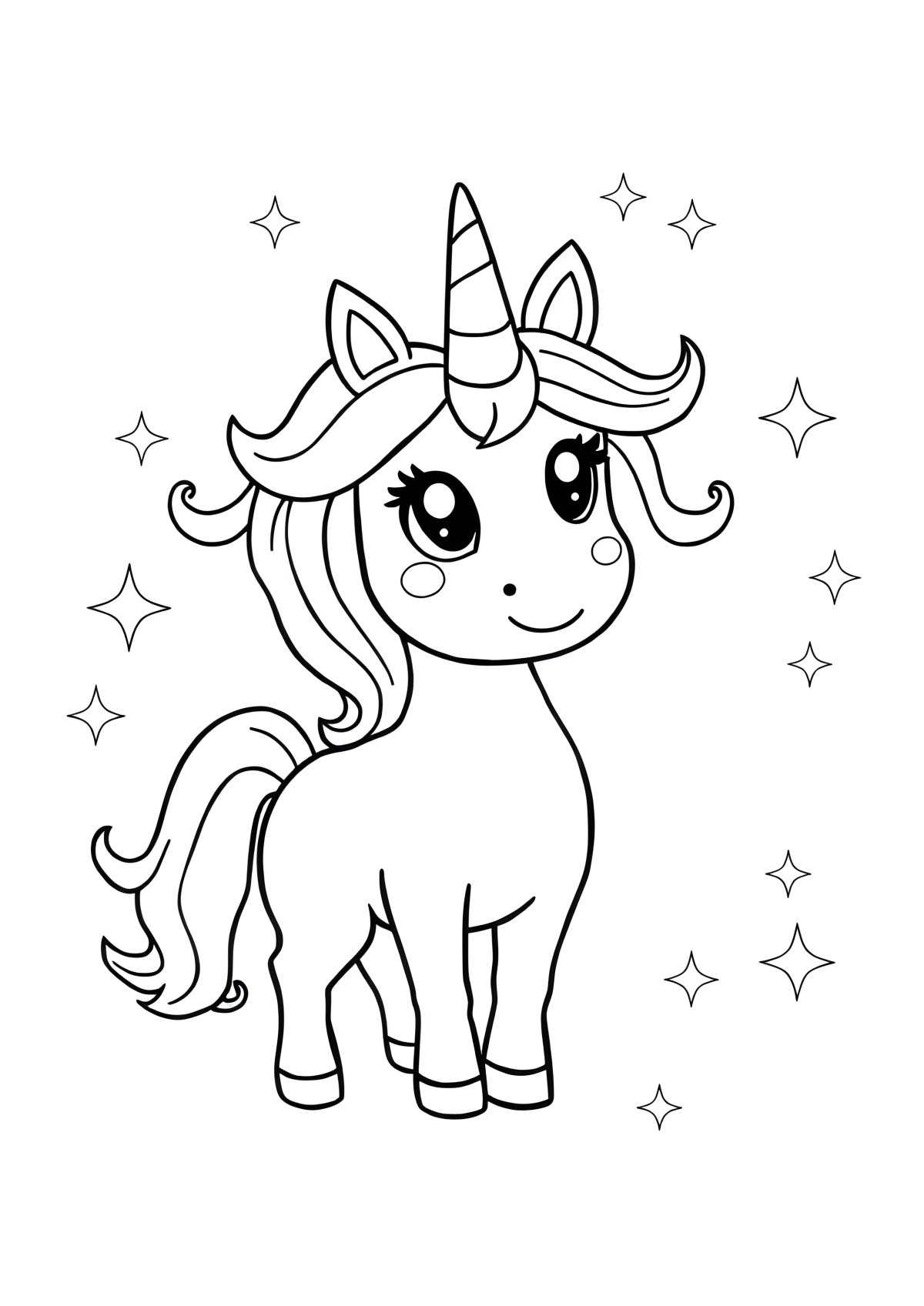 Easy Unicorn Animal Coloring Page coloring page for kids