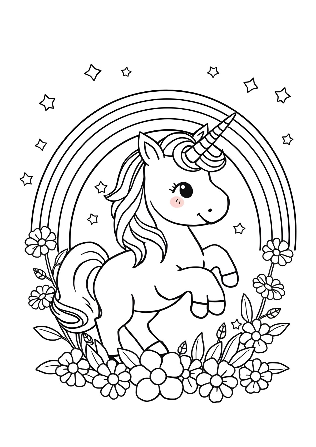 Unicorn Cute Rainbow Unicorn Cute Coloring Page For Kids coloring page for kids