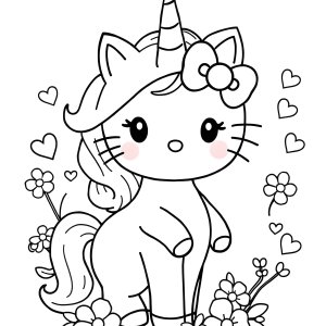 Drawing Unicorn Hello Kitty Coloring Page coloring page for kids