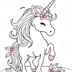 Free Christmas Unicorn Coloring Page coloring page for kids