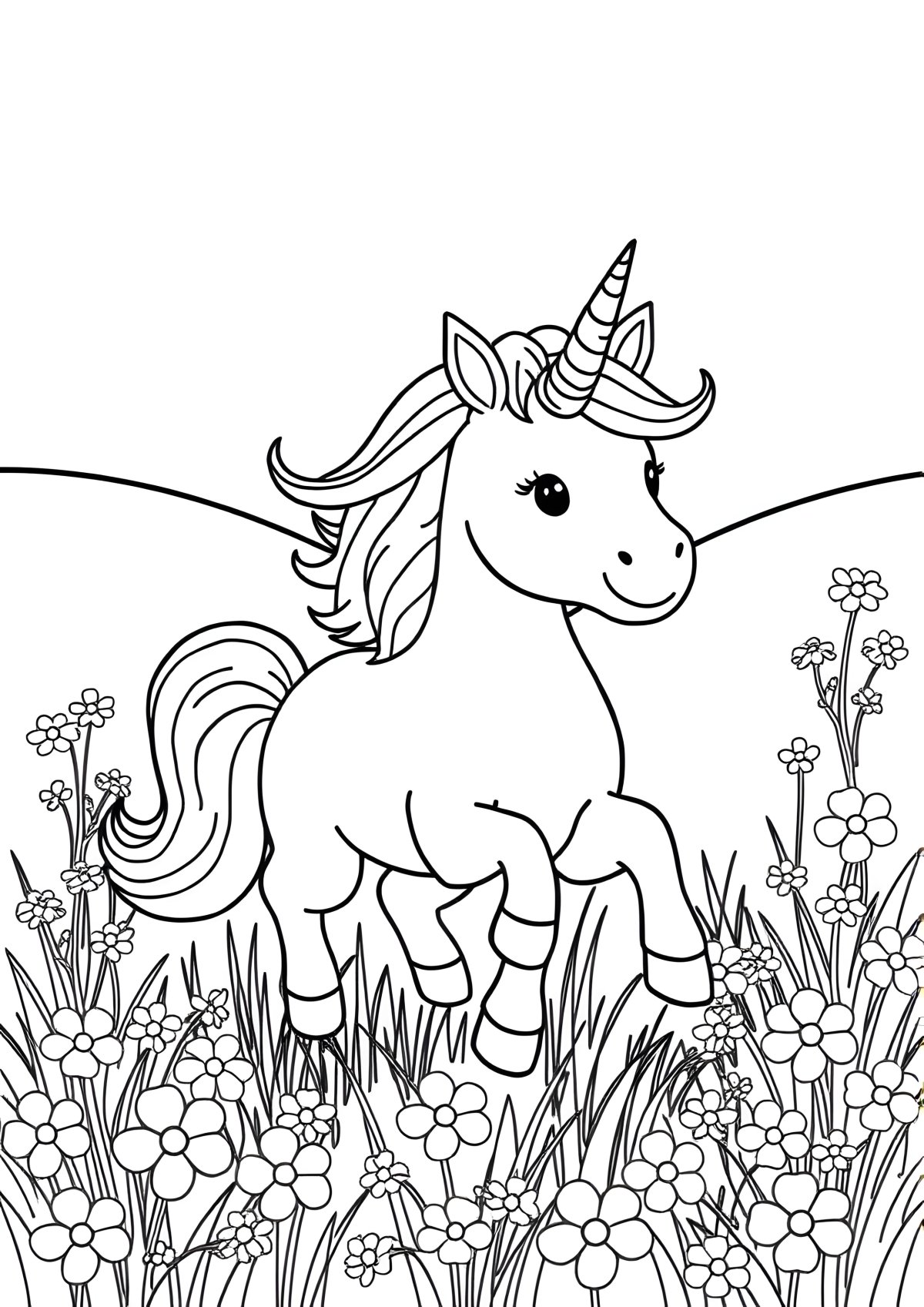 Free Colouring Page Unicorns coloring page for kids