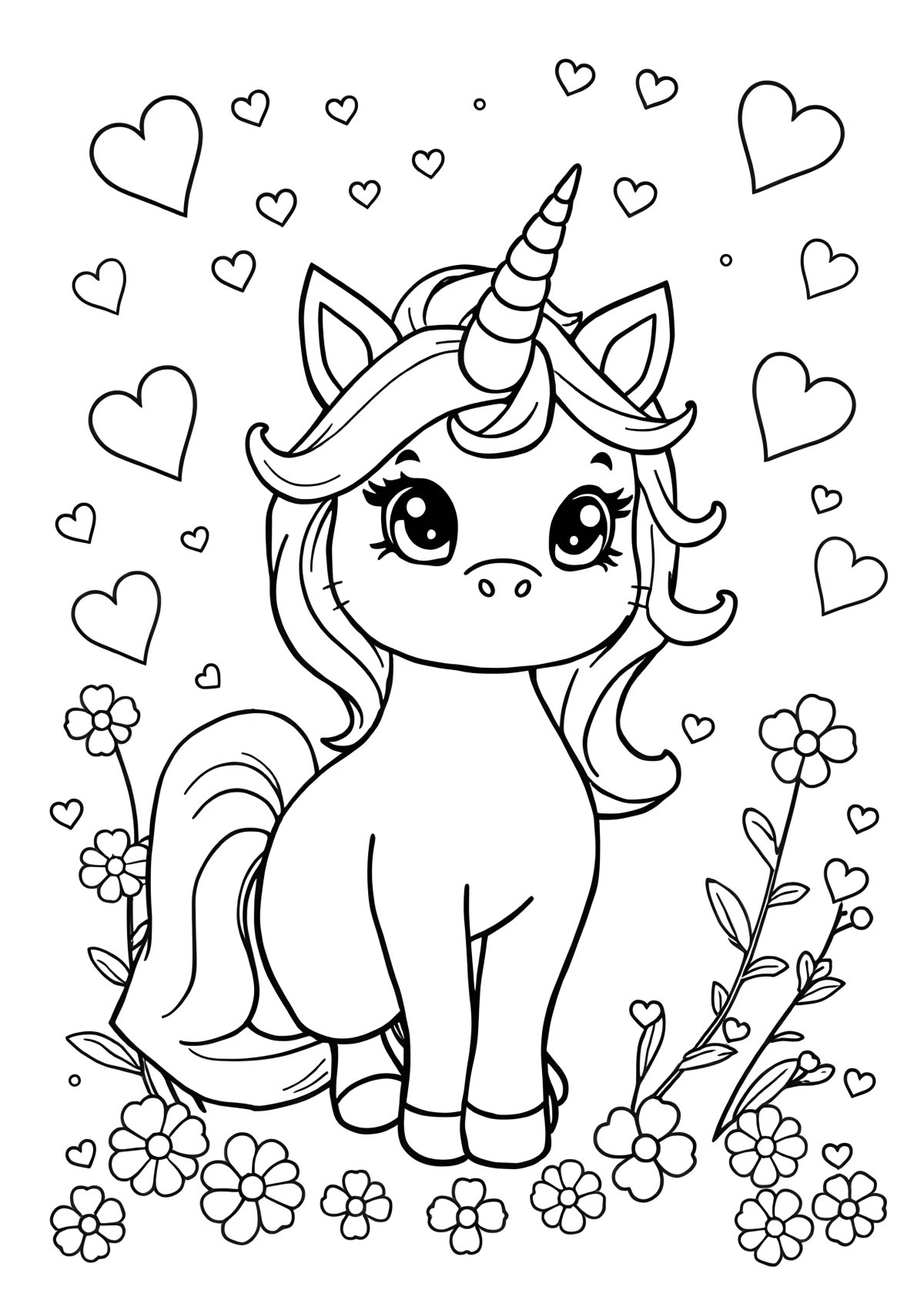 Unicorn Cat Coloring Page For Kids coloring page for kids