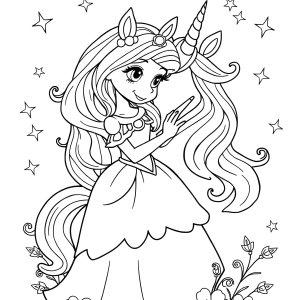 Coloring Page For Kids Princess Unicorn coloring page for kids