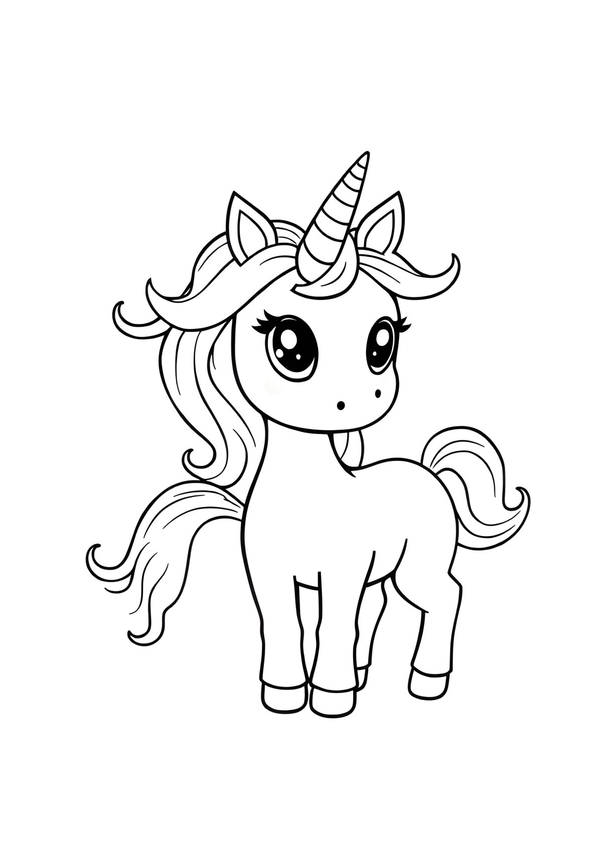 Easy Unicorn Coloring Page To Print coloring page for kids
