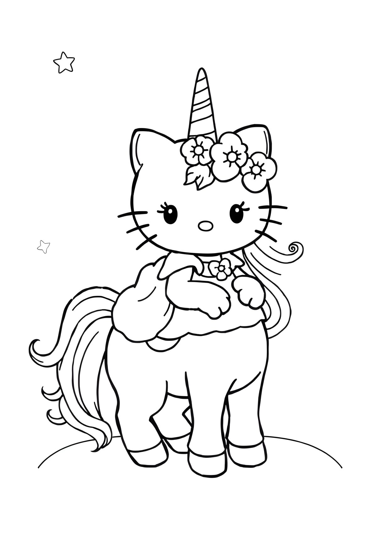 Kitty Princess Coloring Unicorn Hello Kitty Coloring Page coloring page for kids