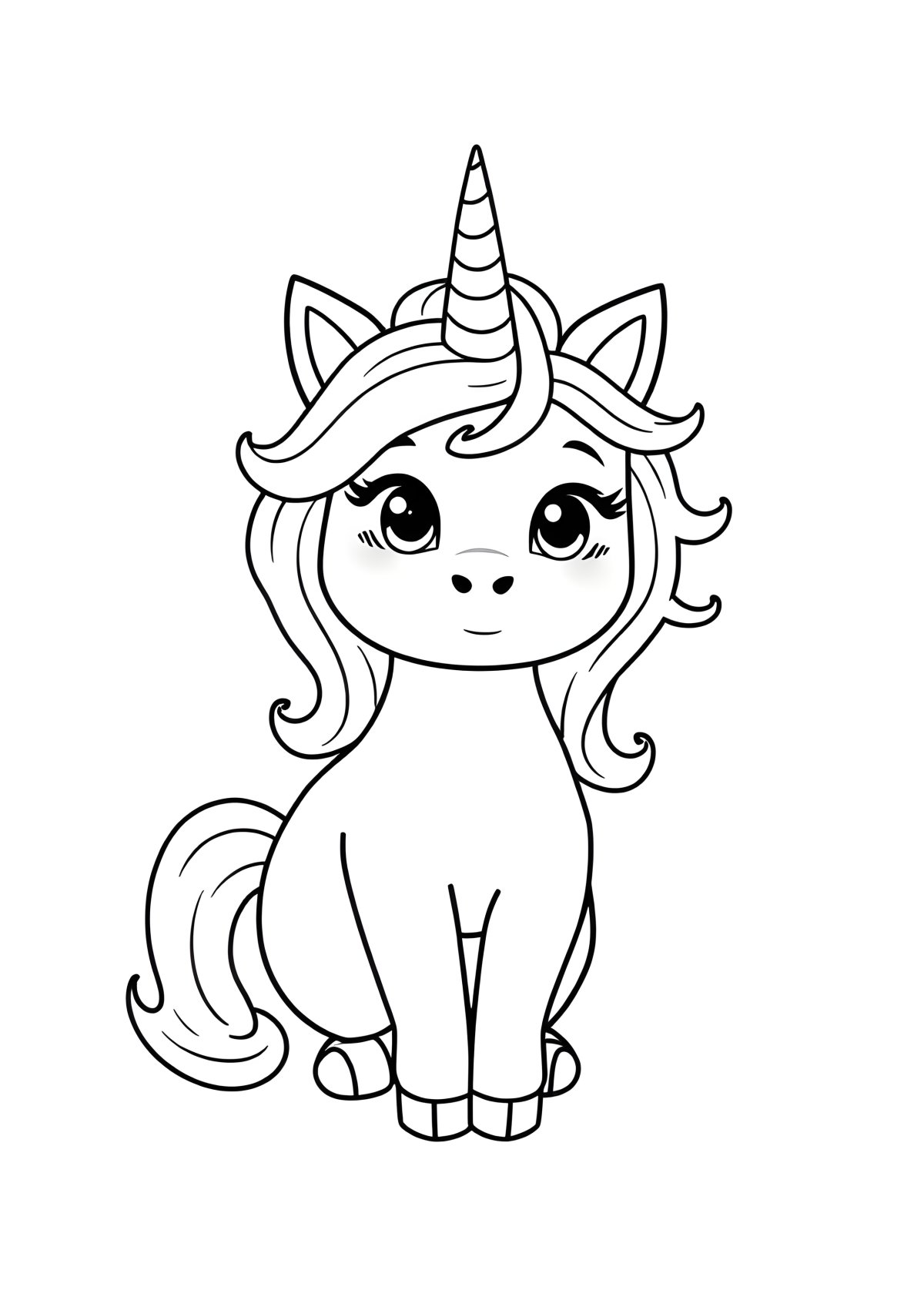Unicorn Cat Easy Cute Cat Coloring Page coloring page for kids