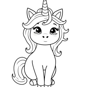 Unicorn Cat Easy Cute Cat Coloring Page coloring page for kids