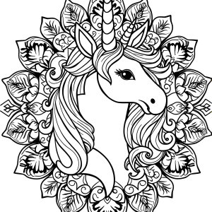 Unicorn Rainbow Mandala Coloring Page coloring page for kids