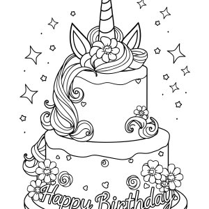 Birthday Cake Printable Coloring Unicorn Cake Coloring Page coloring page for kids