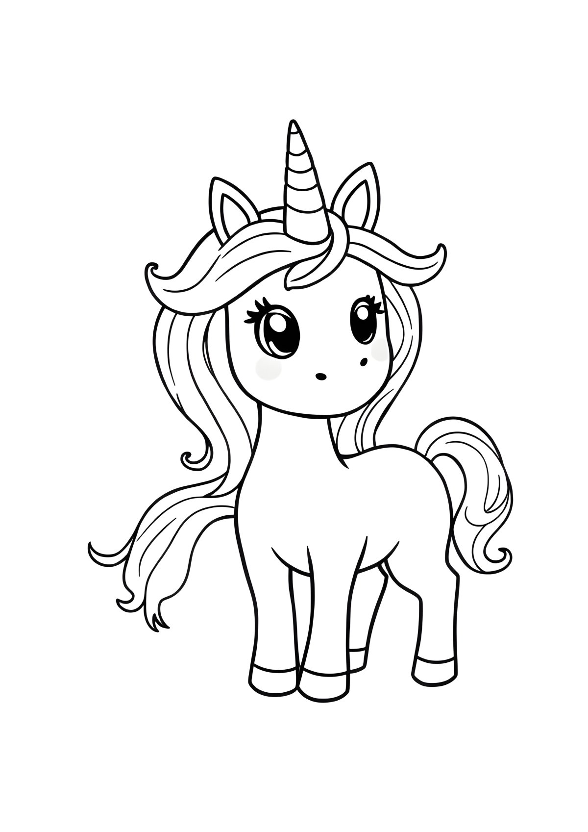 Easy Unicorn Colouring Page coloring page for kids