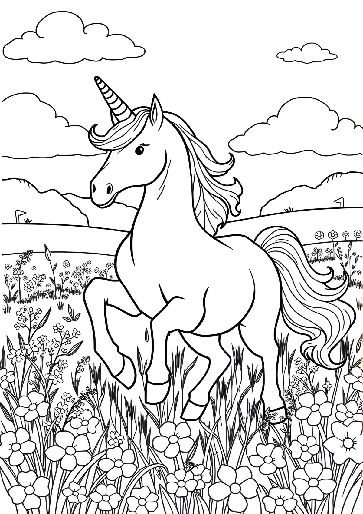 Big Unicorn Coloring Page coloring page for kids