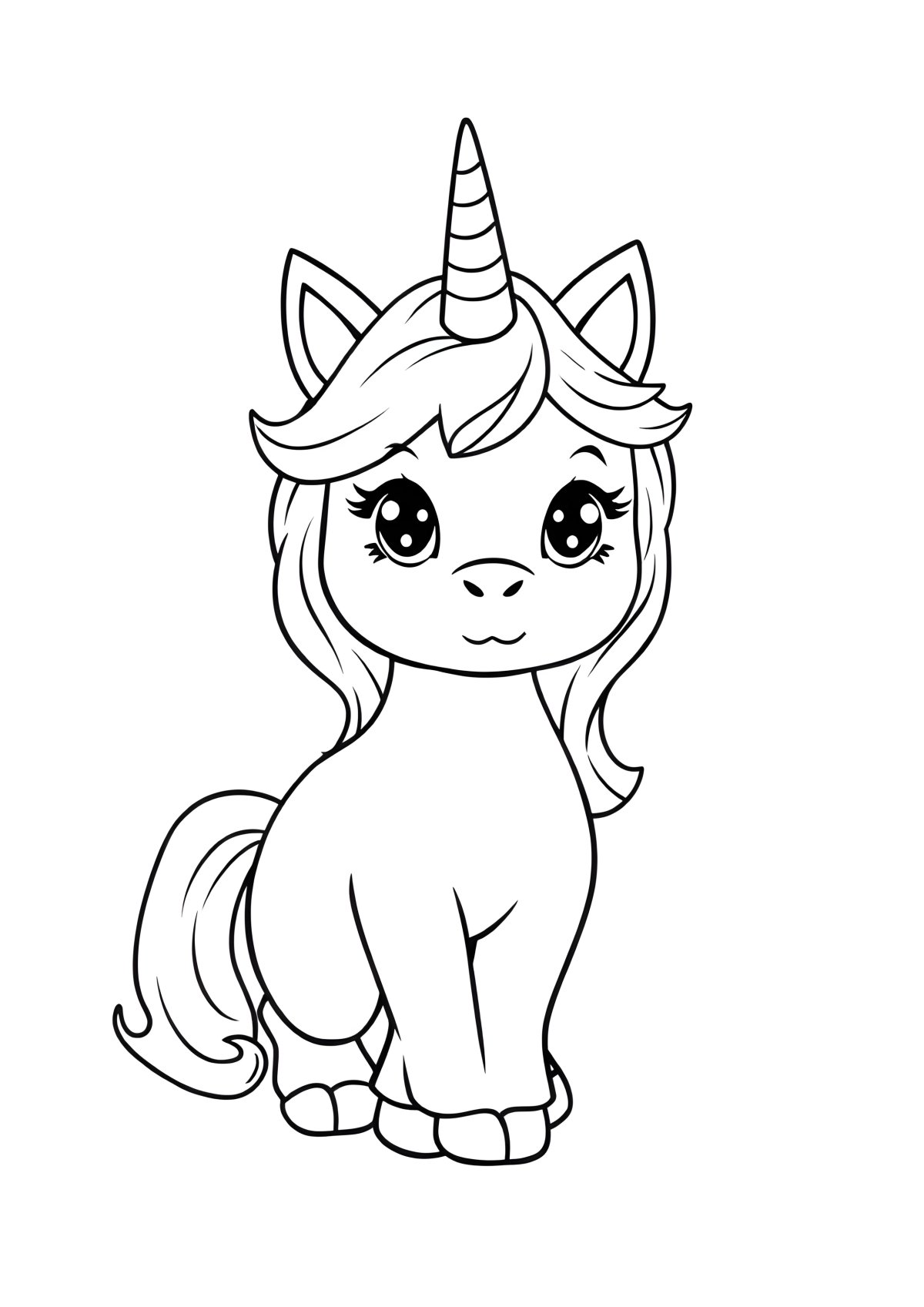 Unicorn Cute Cat Realistic Kitten Cat Coloring Page coloring page for kids