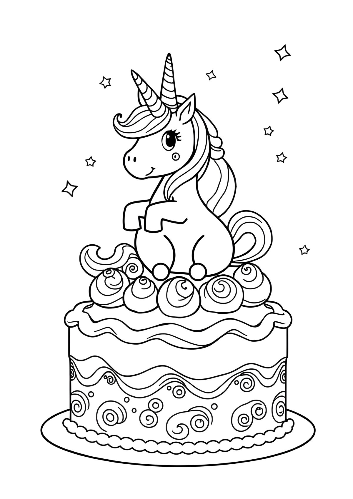 Cake Coloring Page Unicorn coloring page for kids