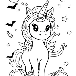 Coloring Page Halloween Unicorn coloring page for kids
