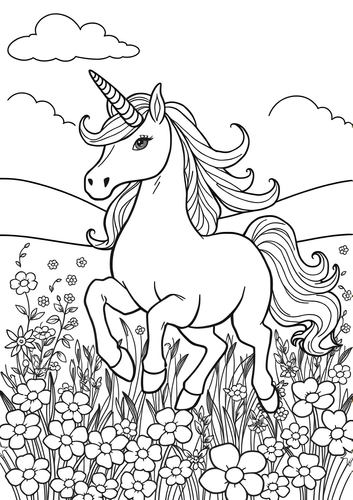 Full Page Unicorn Coloring Page coloring page for kids