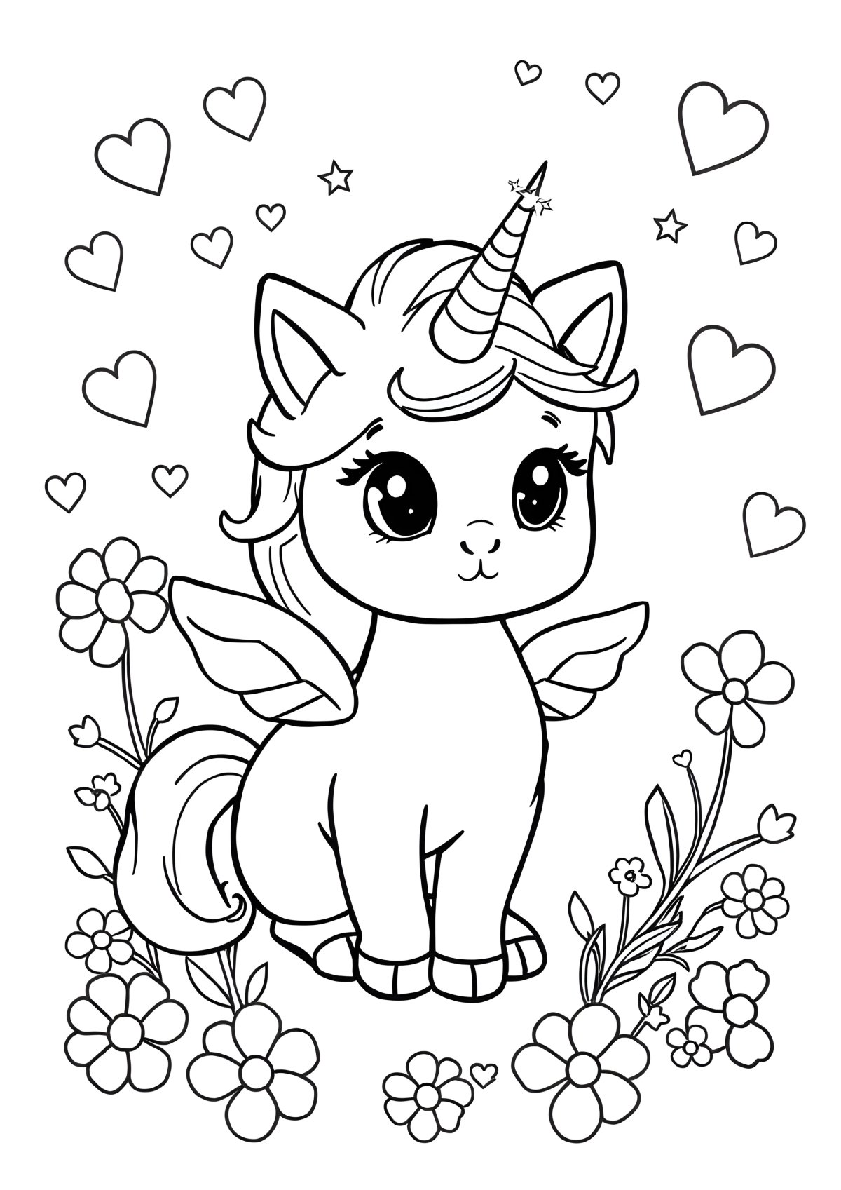Unicorn Kitten Colouring Page coloring page for kids