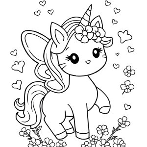 Rainbow Butterfly Unicorn Unicorn Hello Kitty Coloring Page coloring page for kids