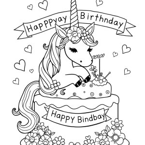 Coloring Page For Girls Unicorn Cake coloring page for kids