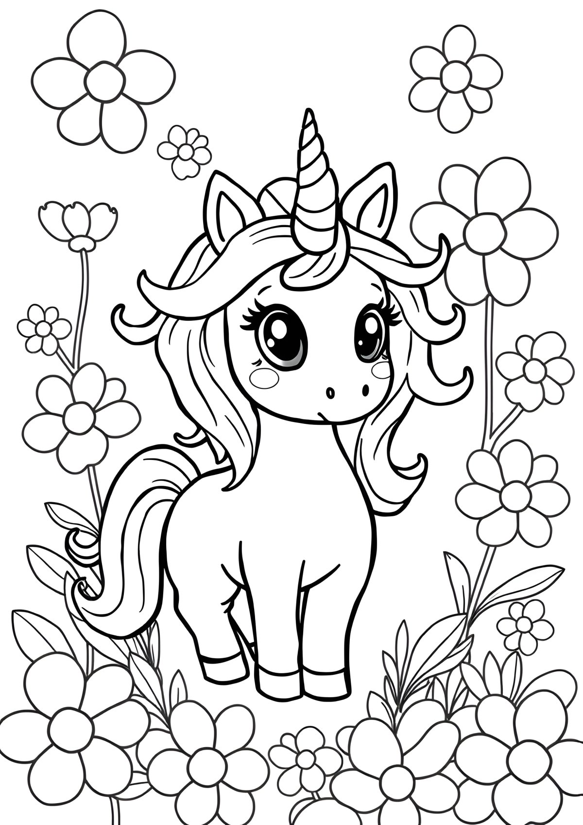 Cute Cute Printable Unicorn Coloring Page coloring page for kids