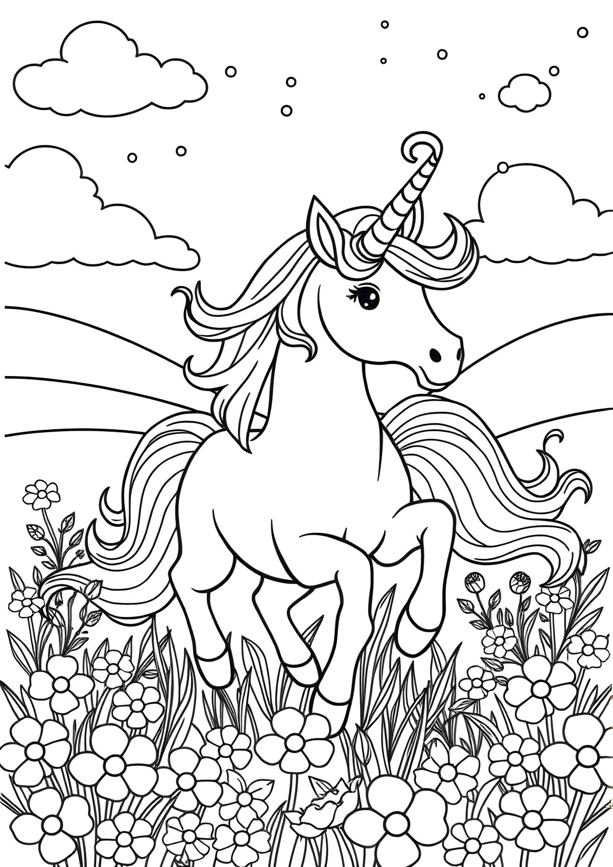 Free Printable Coloring Page Of Unicorn coloring page for kids