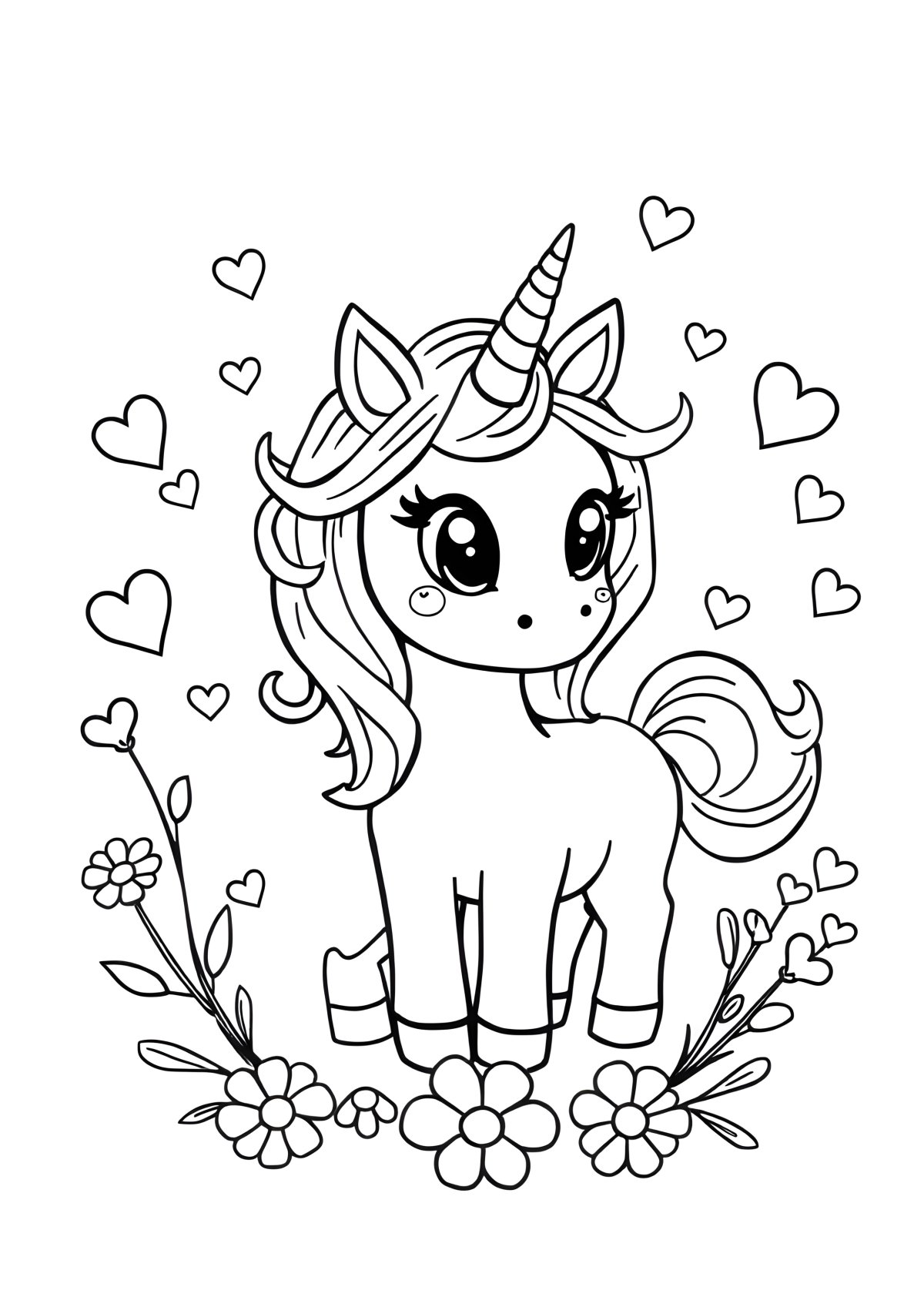 Mini Unicorn Coloring Page coloring page for kids