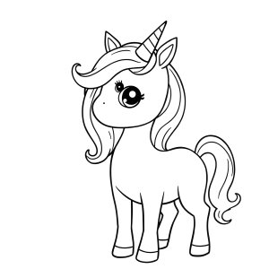 Simple Unicorn Coloring Page For Kids coloring page for kids