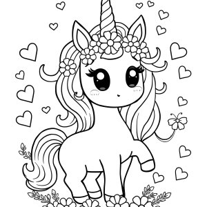 Coloring Page Kawaii Unicorn coloring page for kids