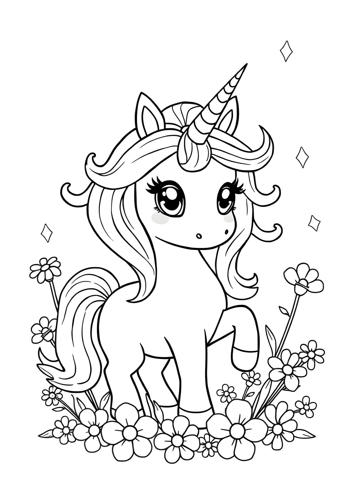 Cute Cute Unicorn Coloring Page coloring page for kids