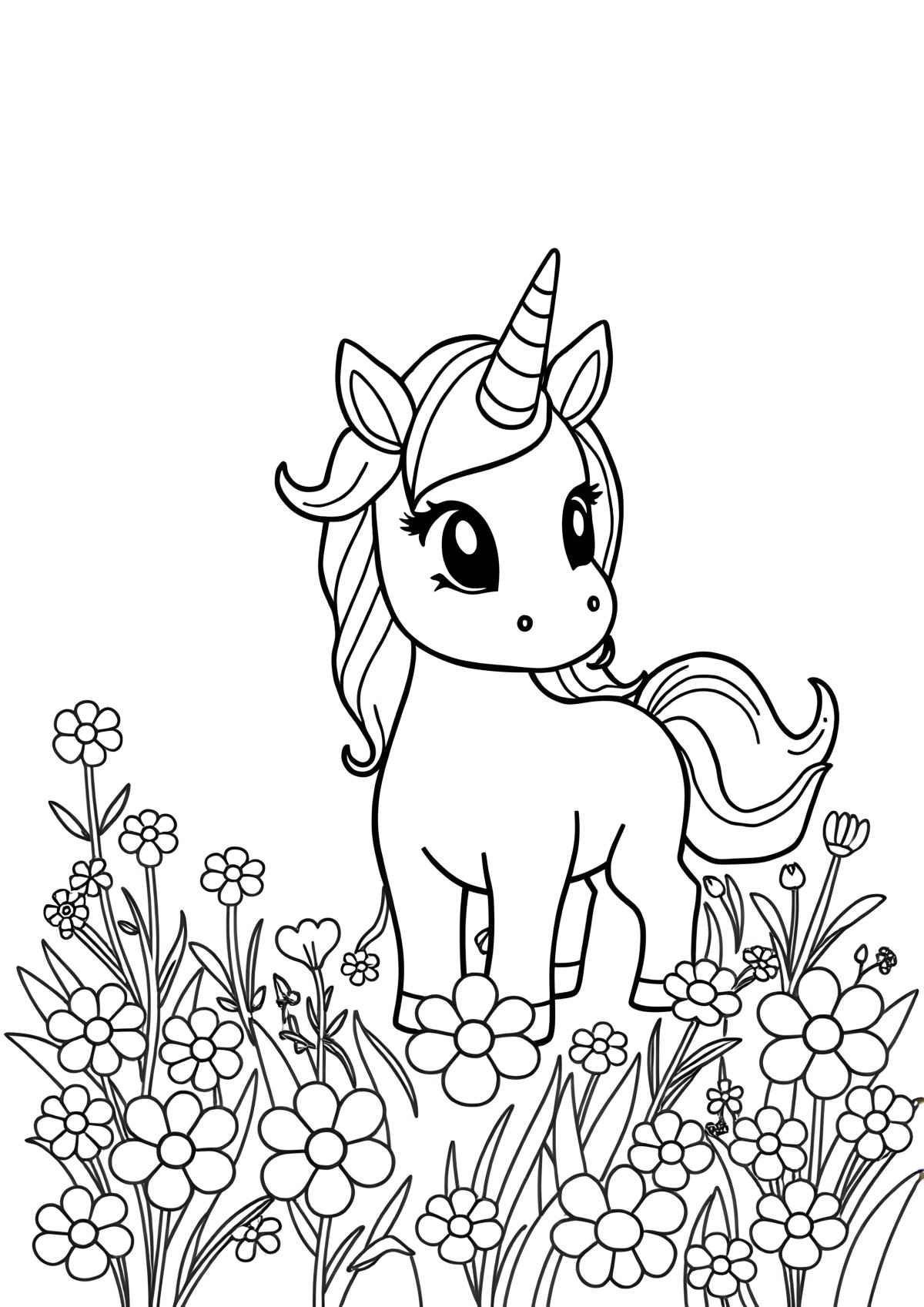 Small Unicorn Coloring Page coloring page for kids