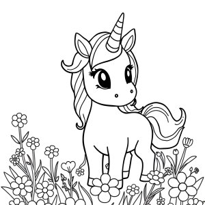 Small Unicorn Coloring Page coloring page for kids