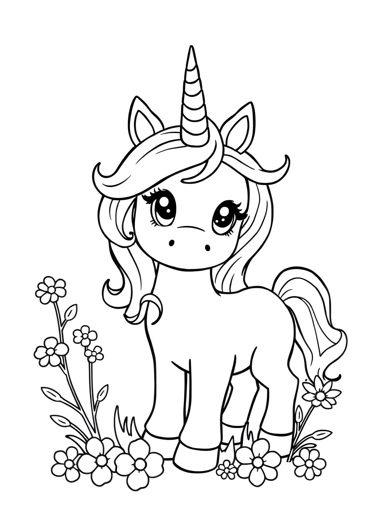 Unicorn Coloring Page Cute And Easy coloring page for kids