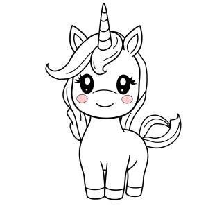 Cute Easy Drawings Cute Kawaii Unicorn Coloring Page coloring page for kids