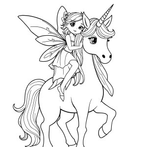 Fairy And Unicorn Coloring Page Free coloring page for kids