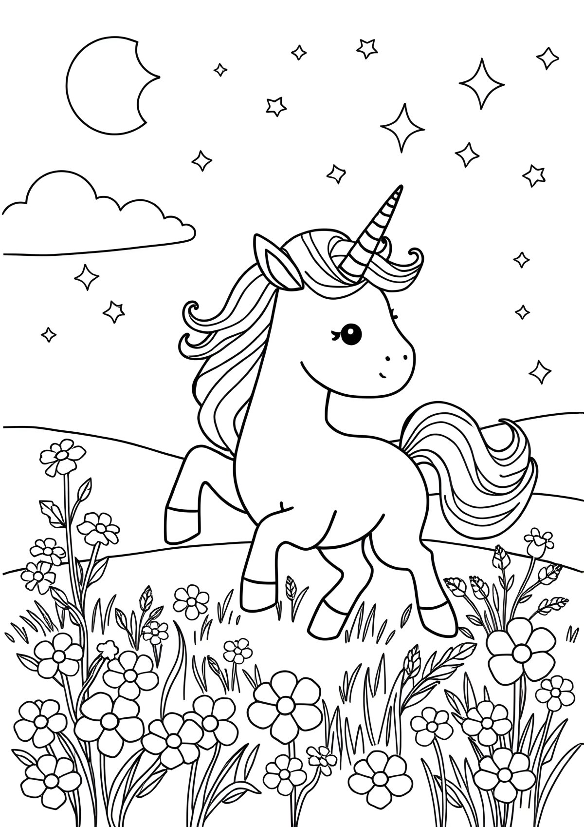 Free Printable Cute Colouring Free Printable Cute Unicorn Coloring Page coloring page for kids